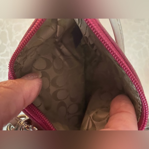 Pink suede Coach Mini bag wristlet - Picture 8 of 10